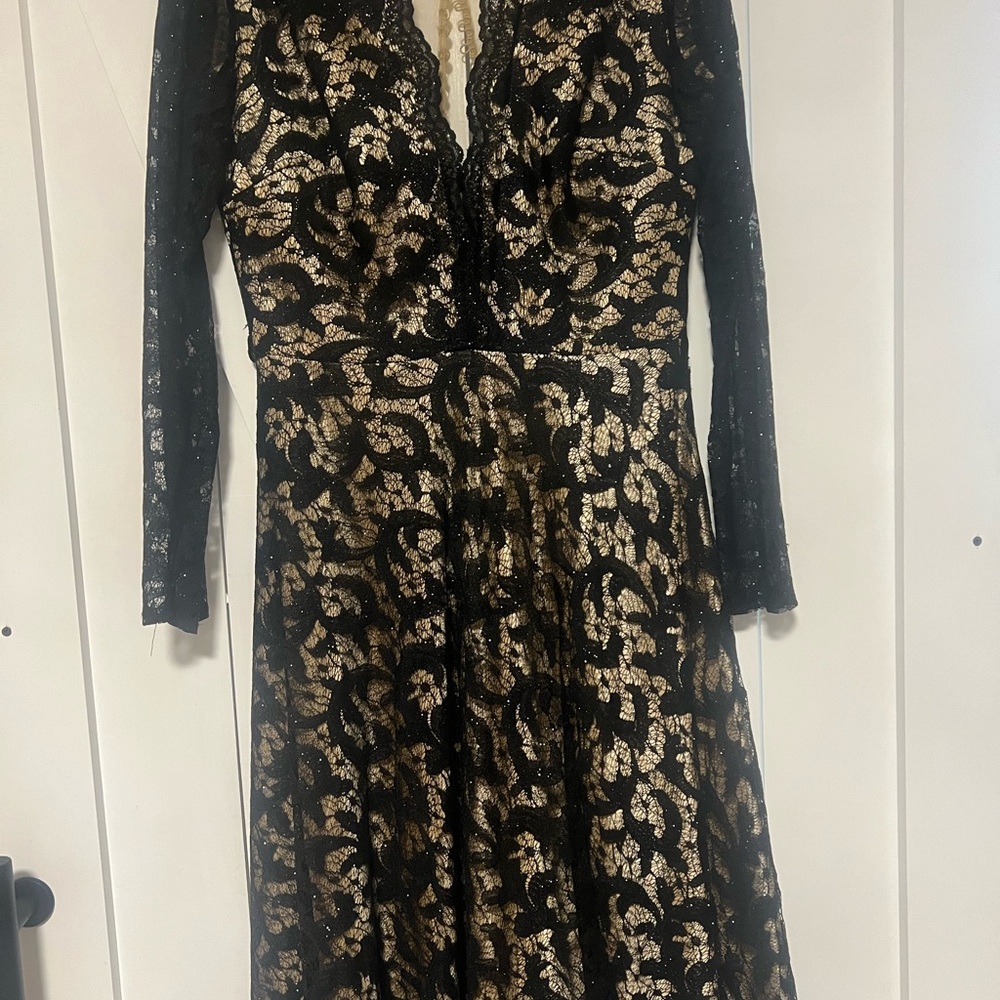 Elegant Black and Gold Lace Dress